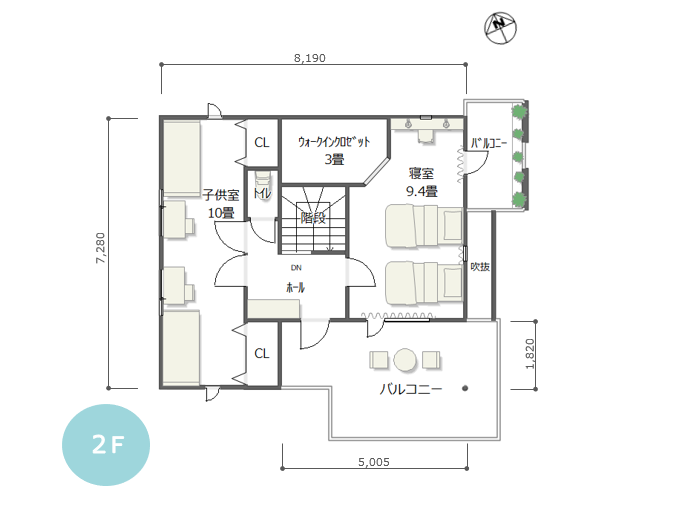 34坪 東玄関 3ldk 2階建て 充実テラスの間取り 3d解説 住みやすい間取りのヒント