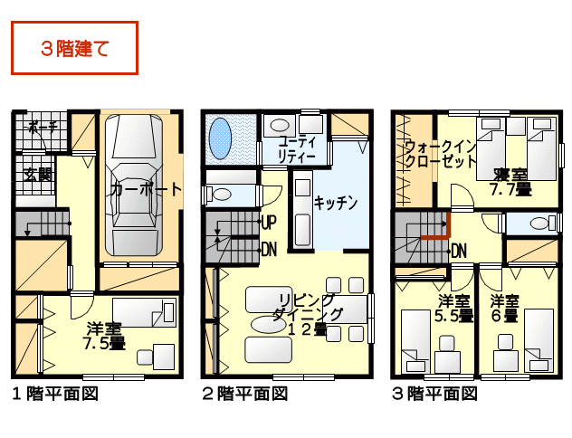 ３階建て 間取り例 メリット デメリット解説付き間取り図集