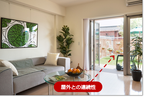 リビングと屋外の連続性