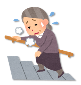 階段の上り下りがつらいお年寄り
