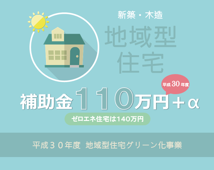 長期優良 高度省エネで補助金１１０万円ーH30年度地域型住宅グリーン化事業