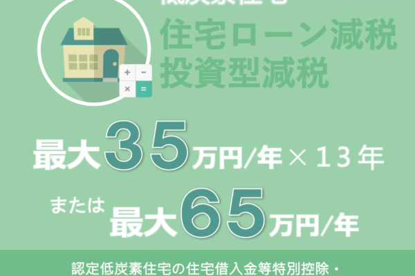 低炭素住宅 住宅ローン減税 投資型減税 年間最大３５万円控除×13年または最大６５万円